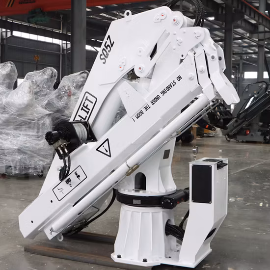 Guindaste de elevação de barco marinho com lança articulada de 5 toneladas para barco de trabalho