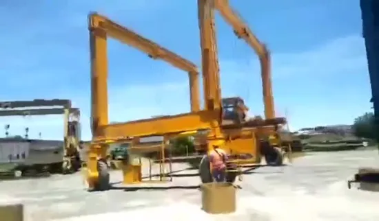 Guindaste de pórtico cansado de borracha do iate da grua do barco de condução hidráulica completa Rtg
